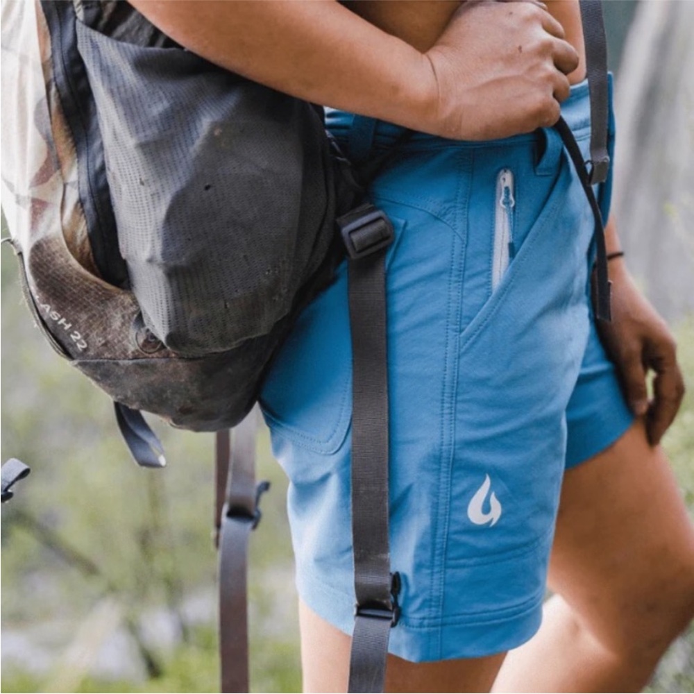 GNARA GO THERE SHORT SALT LAKE BLUE - 12 Like New Zip Crotch Hiking Backpacking